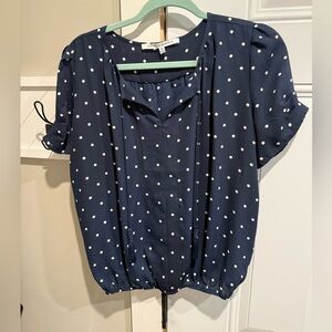 Collective Concepts Navy Blouse with White Dots